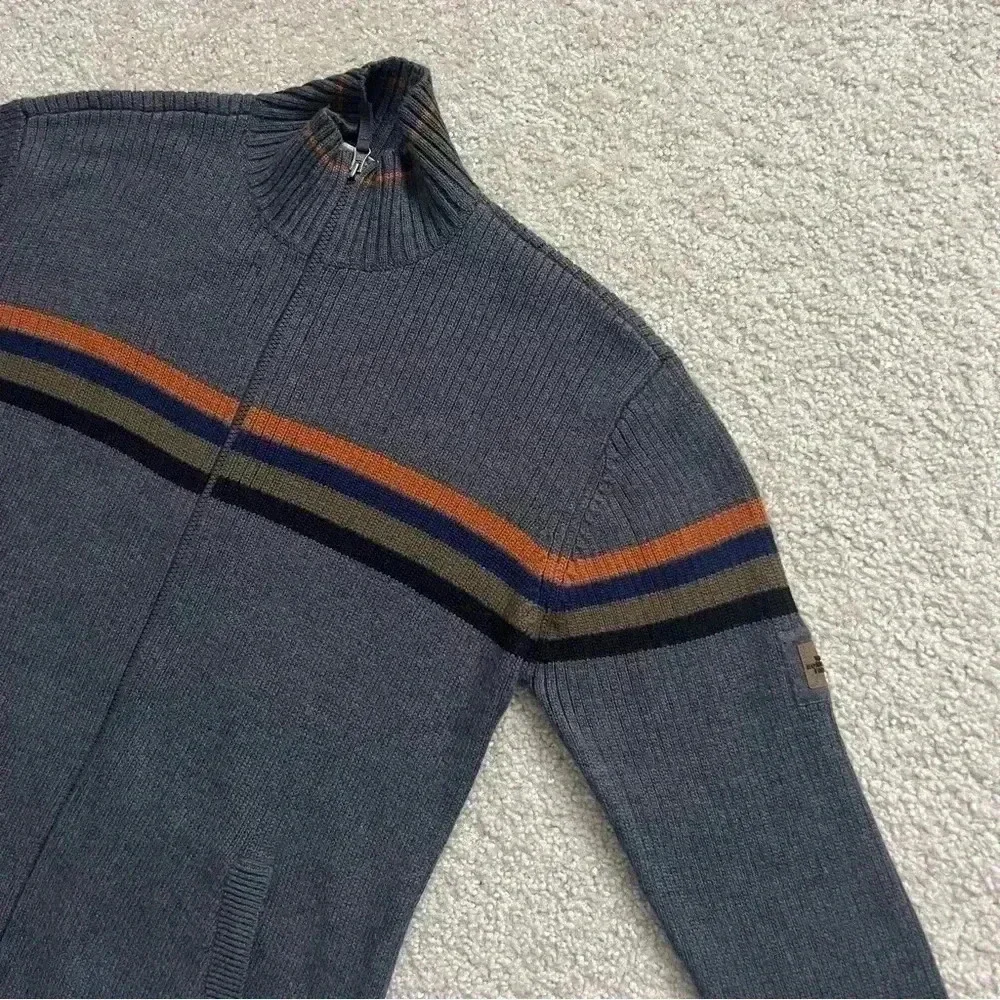 The North Face Sweater Mens Size Large A5 Series Knit Zip-Up Jacket Striped Gray